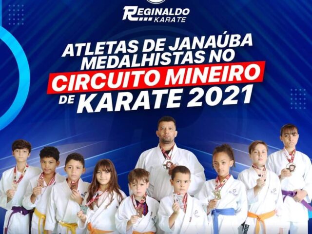 Atletas de Janaúba medalhistas no Circuito mineiro de karate 2021. FMK- Federação Mineira de Karate.